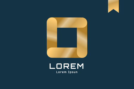 Vector square abstract logo template. Corner geometric and symmetric symbol, trendy icon, creative idea or glossy button. Company logotype. Stock illustration iconのイラスト素材