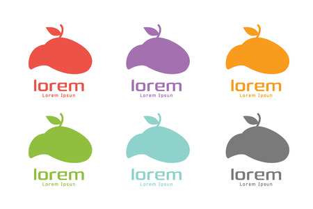 Vector apple abstract logo template set. Green nature shape and fruit fresh symbol, icon, food or vegetarian, eco. Company logotype. Stock illustrationのイラスト素材