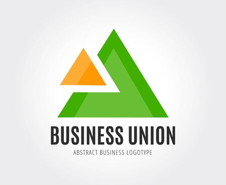 Vector triangle abstract logo template. Corner geometric and symmetric symbol, trendy icon, creative idea or web button. Company logotype. Stock iconの写真素材