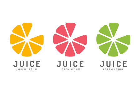 Lime or lemon fruit drink logo icon template design. Fresh, juice, drink, yellow, splash, vegetarian, cold. Stock vectorのイラスト素材