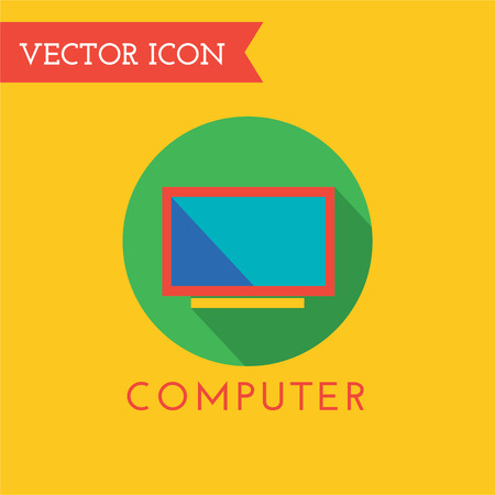 Computer icon logo. PC, monitor, design, symbol, technology, tools, tv icon, web, website, monitor icon, monitor logo, tv logo, chat, communications, telecommunicationsの写真素材
