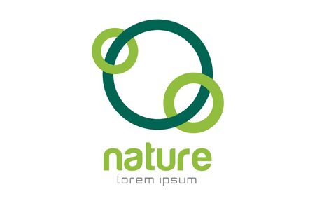 Green nature care togetherness logo. Togettherness logo. Care and nature logo. Abstract flow logo template. Round ring shape and infinity loop symbol, thin line. Company logo design. Vector logo element.の写真素材