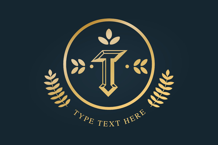 Royal vintage premium logo badge. Letter T logo. Royal hotel, Premium boutique, Fashion logo, Education logo, Wine logo, Shield logo, VIP logo, Star logo, School or University logo, Premium quality brand, Lawyer logo, King logo. Vintage retro style icon. のイラスト素材