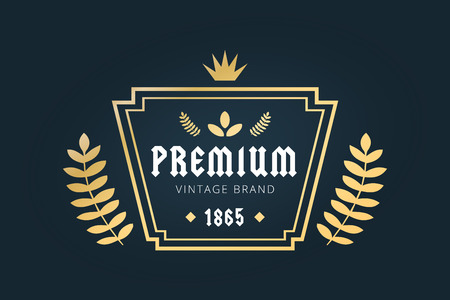 Royal vintage premium logo badge icon template. Letter logo. Royal hotel, Premium boutique, Fashion logo, Education logo, Wine logo, Shield logo, VIP logo, Star logo, School or University logo, Premium quality brand, Lawyer logo, Kings logo. Vintage retroのイラスト素材
