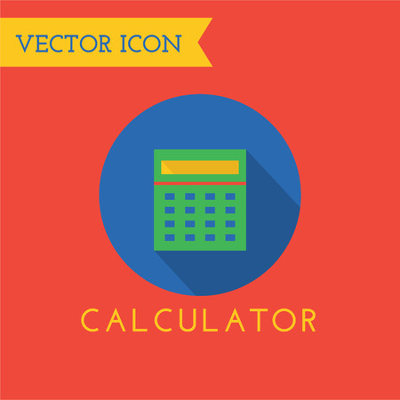 Green flat calculator logo icon. Money and finance. Back to school. Business, e-commerce, buttons and numbers, mathematics at school. Calculator icon. Calculator vector. Flat designの写真素材
