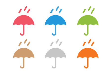 Vector umbrella . Umbrella icon, colored umbrella isolated, umbrella  set, umbrella and rain symbol, umbrella silhouette shape, umbrellas weather icon, umbrella interface elementのイラスト素材