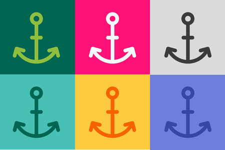 Anchor vector  icon. Sea anchor . Sailor anchor tattoo, anchor symbol. Anchor company . Anchor icons flat set. Vintage anchor old style template. Retro anchor shapeのイラスト素材