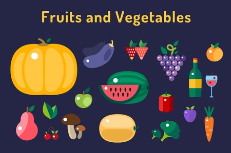 Harvest time vector illustration. Harvest fruits and vegetables. Harvest basket and harvest isolated objects. Harvesting. Harvest background vector. Harvest  autumn season.のイラスト素材