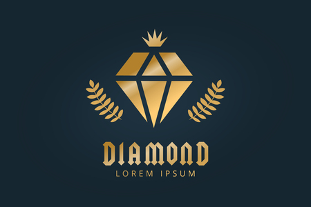 Vintage old diamond logo. Diamond icon template. Vintage retro style diamond.  Jewelry labels, ribbons, decor, ornament. Premium quality diamond vector. Diamond logo design. Retro styleのイラスト素材