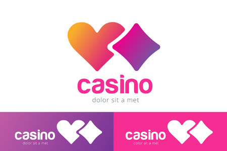 Casino logo icon. Casino poker, cards or casino game and money. Casino vector icons. Casino games. Casino cards. Game cards. Playing casino games. Heart logo,  heart iconのイラスト素材