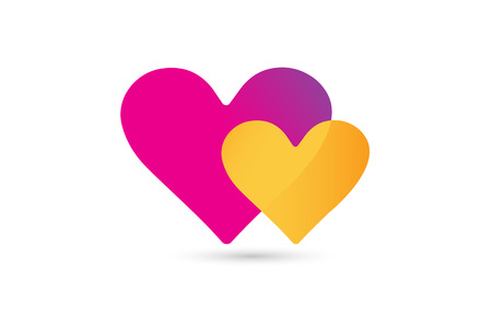 Heart icons vector logo. Heart logo, heart shape. Togetherness concept. Together logo. Heart logo. Heart icon. Love, health or doctor and relations symbol. Heart vector logo, heart together iconsのイラスト素材