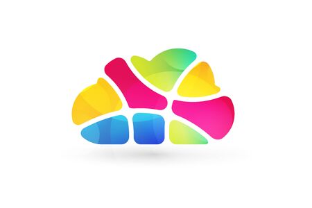 Abstract net cloud vector logo. Business cloud brand, cloud storage, files safety, sky cloud icon, clouds technology, backup, app, web design studio.Cloud network. Antivirus cloud logo.Clouds computerのイラスト素材