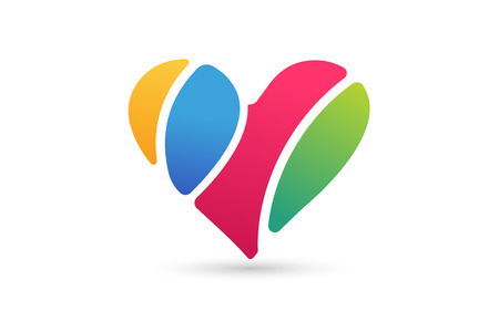 Heart icons vector logo. Heart logo, heart shape. Togetherness concept. Together logo. Heart logo. Heart icon. Love, health or doctor and relations symbol. Heart vector logo, heart together iconsのイラスト素材
