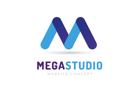 Abstract M letter vector logo icon template. M vector, m letter logo, web studio, design studio, round shape, logo icon, company m logo, abstract logo, design m element, creative idea. Company logoのイラスト素材