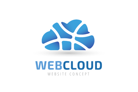 Abstract net cloud vector logo. Business cloud brand, cloud storage, files safety, sky cloud icon, clouds technology, backup, app, web design studio.Cloud network. Antivirus cloud logo.Clouds computerのイラスト素材
