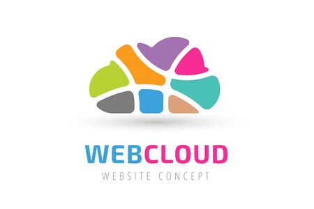Abstract net cloud vector logo. Business cloud brand, cloud storage, files safety, sky cloud icon, clouds technology, backup, app, web design studio.Cloud network. Antivirus cloud logo.Clouds computerのイラスト素材