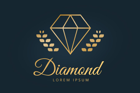 Vintage old diamond logo. Diamond icon template. Vintage retro style diamond.  Jewelry labels, ribbons, decor, ornament. Premium quality diamond vector. Diamond logo design. Retro styleのイラスト素材