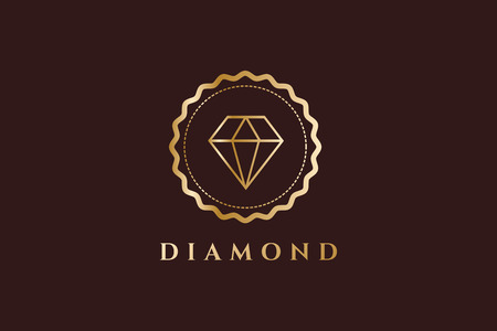 Vintage old diamond logo. Diamond icon monogram. Vintage retro style diamond.  Jewelry labels, ribbons, decor, ornament. Premium quality. Diamond logo. Retro style. Royal, crown, lawyer, hotel, brandのイラスト素材