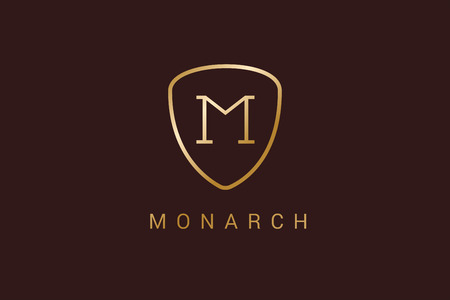 Royal  vector template. Hotel . Kings symbol. Royal crests monogram. Kings Top hotel. Letter M . Royal hotel, Premium M brand boutique, Fashion M , Lawyer . Shield. vintage modern styleのイラスト素材