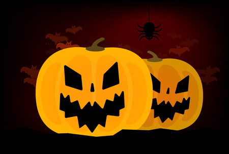 Halloween party vector background. Pumpkin head, zoombie hand, halloween symbols. Black and red halloween colors, halloween silhouette for halloween party flyer invite card design. Halloween night background, ghost, black cat, zombieのイラスト素材