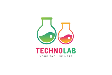 Laboratory equipment vector logo. Lab icon logo isolated on white. Chemicals, lab logo, laboratory equipment, science logo icon, technology logo, science logo. laboratory glassware logo. Testing glass logoのイラスト素材