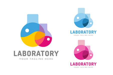 Laboratory equipment vector logo. Lab icon logo isolated on white. Chemicals, lab logo, laboratory equipment, science logo icon, technology logo, science logo. laboratory glassware logo. Testing glass logoのイラスト素材