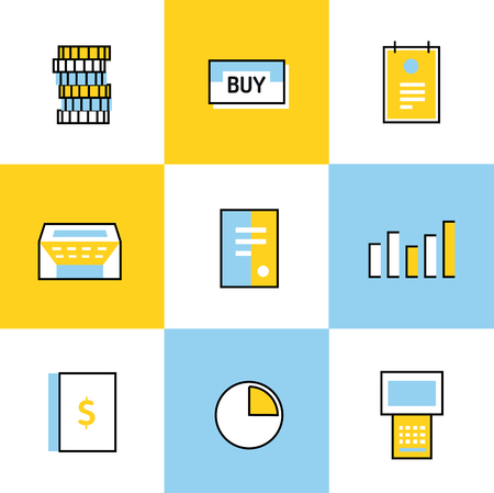 Communication vector icons set. Communication sign and communication symbols. Business icons - computer, mobile phone and calcalator, money, finance, globe earth, book, barcode, chartのイラスト素材