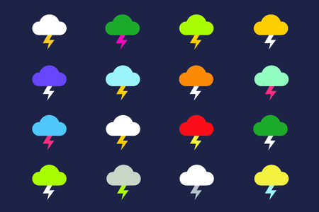 Attention warning cloud sign icons set. Warning vector icons. Warning antivirus logo. Exclamation mark. Hazard warning symbol. Weather storm warning symbols.  Warning, attention, stop, electric, cloudのイラスト素材