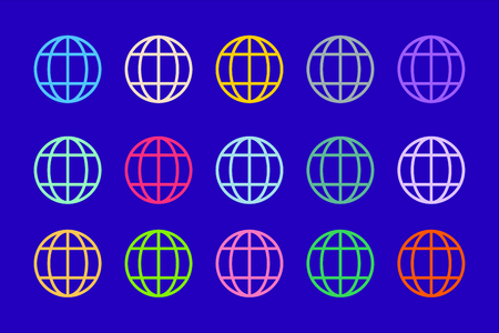 Globe Earth logo. Globe icon. Globe vector. Globe illustration. Globe silhouette. Abstract globe. Colored globe. Globe icons set. Orbit globe. Star globe. Globe earth icon and earth. Globe technology logoのイラスト素材