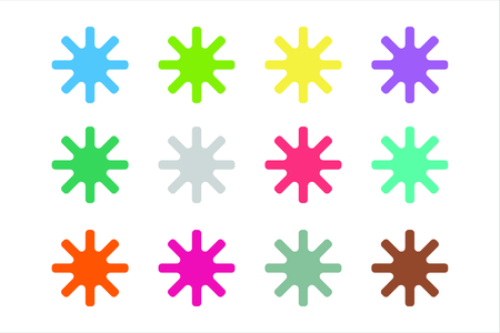 Sun burst star or snowflakes vector logo icon set. Sun, star, summer, nature, sky, summer. Sunshine star logo. Sun icons. Sun logo. Nature sun star. Star vector icons logo. Star silhouetteのイラスト素材
