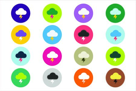 Attention warning cloud sign icons set. Warning vector icons. Warning antivirus logo. Exclamation mark. Hazard warning symbol. Weather storm warning symbols.  Warning, attention, stop, electric, cloudのイラスト素材
