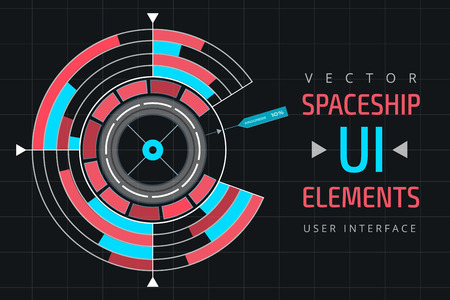 UI infographic interface web elements. Futuristic space thin user interface. Web interface elements, UI elements, UI design, UI vector icons. Game target navigation interface technology design UI flat elementsのイラスト素材