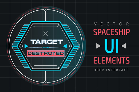 UI infographic interface web elements. Futuristic space thin user interface. Web interface elements, UI elements, UI design, UI vector icons. Game target navigation interface technology design UI flat elementsのイラスト素材
