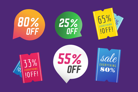 Sale, Off vector tags. Sale vector and Sale label icons. Shop discount sale. Free offer, promotion, promo, market. Sale vector sign. Sale vector icons silhouette. Sale banner, sticker, label, circle paper couponのイラスト素材