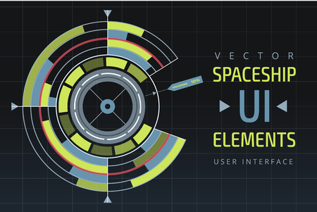UI hud infographic interface web elements. Futuristic space thin HUD user interface. Web UI interface elements, UI elements, UI design, UI vector icons. Game target navigation interface hud ui designのイラスト素材