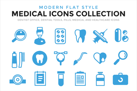 Medicine vector icons set. Doctors tools for health care. Medic first help, hospital tools icons. Vector helthcare icons set. Heart, doctor, tooth icon, medicine, pills, health and medical. Health medical elementsのイラスト素材