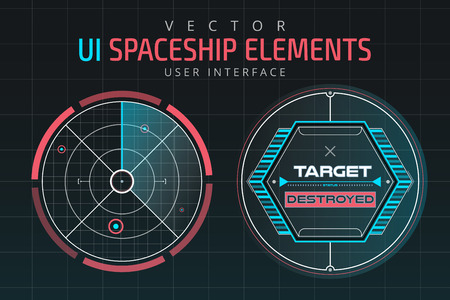 UI hud infographic interface web elements. Futuristic space thin HUD user interface. Web UI interface elements, UI elements, UI design, UI vector icons. Game target navigation interface hud ui designのイラスト素材