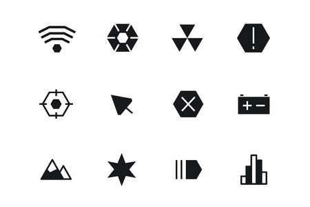 Outline vector UI technology icons set. Web net vector ui hud gui user interface for web and mobile. Application, web interface, GUI interface, UI interface icons, HUD web interface icons. Simple flat web iconsのイラスト素材
