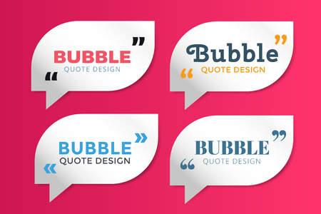 Quote blank template. Quote bubble. Empty template. Quote design, quoting box, text sign reference, paper information template. Quote form. Bubble template vector set. White quote blank icon isolatedのイラスト素材