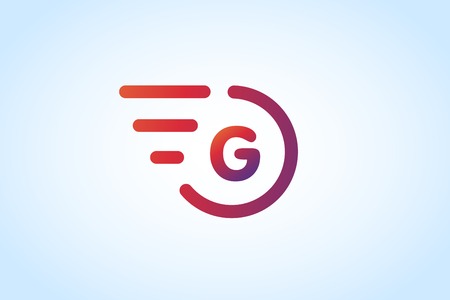 Fast line G letter icon monogram. G and lines monogram. Vector G line letter. G letter design. Abstract g letter. Motion lines g line symbol. Thin line style. Transport delivery G motion iconのイラスト素材