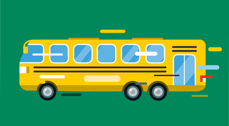 City bus cartoon style vector. Bus icon silhouette. Bus vector cartoon silhouette. Bus mobile fast city transport. Bus fast moving. Yellow bus vector illustration. Vector bus object isolatedのイラスト素材