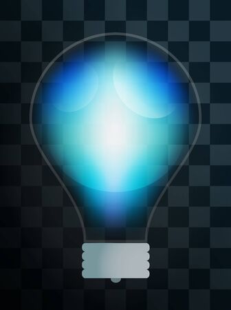 Bulb lamp transparent isolated. Glowing glass lamp with shine color. Lamp vector, lamp silhouette, lamp isolated, lamp vector bulb, lamp icon. Creative idea, concept, brainstormのイラスト素材