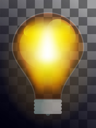 Bulb lamp transparent isolated. Glowing glass lamp with shine color. Lamp vector, lamp silhouette, lamp isolated, lamp vector bulb, lamp icon. Creative idea, concept, brainstormのイラスト素材