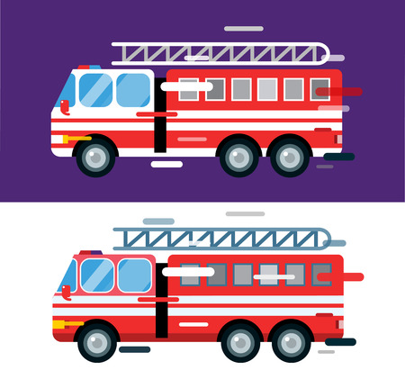 Fire truck car isolated. Fire truck vector cartoon silhouette. Fire truck mobile fast emergency service. Fire truck fast moving. Fire truck vector illustration. Vector rescue fire truckのイラスト素材