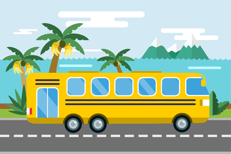 City bus cartoon style vector.