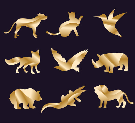 Animal zoo vector icons set. Wild animals vector collection. Jungle animals, vector animals, fox, lion, monkey, cat and dog. Sea and forest animals icon. のイラスト素材