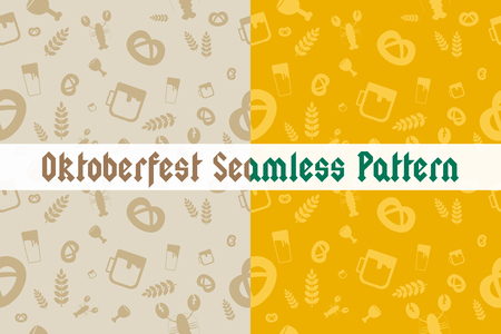 Holiday Oktoberfest Seamless Pattern. Vector German Beer Party Design Seamless Oktoberfest Background. Seamless patterns for Oktoberfest beer festival. Pattern Oktoberfest beer festival backgroundのイラスト素材