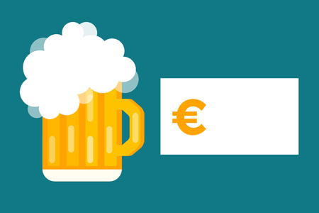 Beer bottle price blank vector. Beer bottle, beer glass and beer label. Beer cups silhouette, beer vector icons, beer isolated. Oktoberfest beer vector set. Beer drink, beer sign, price blank euroのイラスト素材