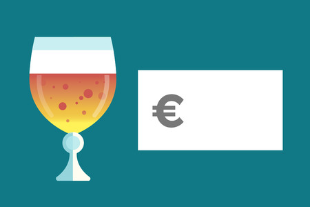 Beer bottle price blank vector. Beer bottle, beer glass and beer label. Beer cups silhouette, beer vector icons, beer isolated. Oktoberfest beer vector set. Beer drink, beer sign, price blank euroのイラスト素材
