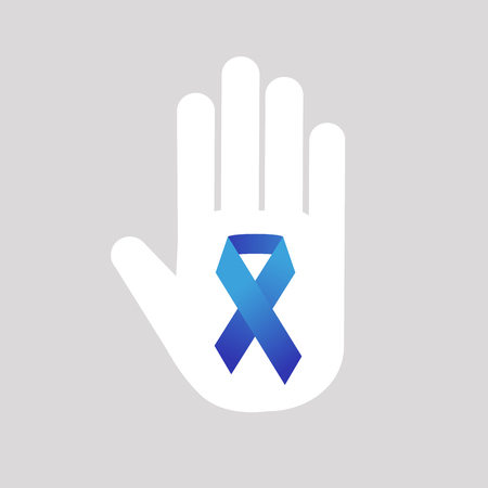 Stop cancer medical logo icon concept. Cancer ribbon, breast cancer awareness symbol, isolated on background. Vector illustration of cancer ribbon for people cancer and human hand Stop symbol. Medical clinics conceptのイラスト素材